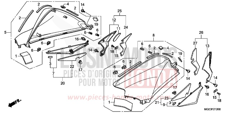 CAPOT DE RESERVOIR de VFR1200F DCT DARKNESS BLACK METALLIC (NH463) 2012